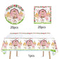 41Pcs Pink Farm Party Supplies,Include 20 Plates, 20 Napkin And 1Pcs Tablecloth,Used For La Granja De Zenon Birthday Party Decor