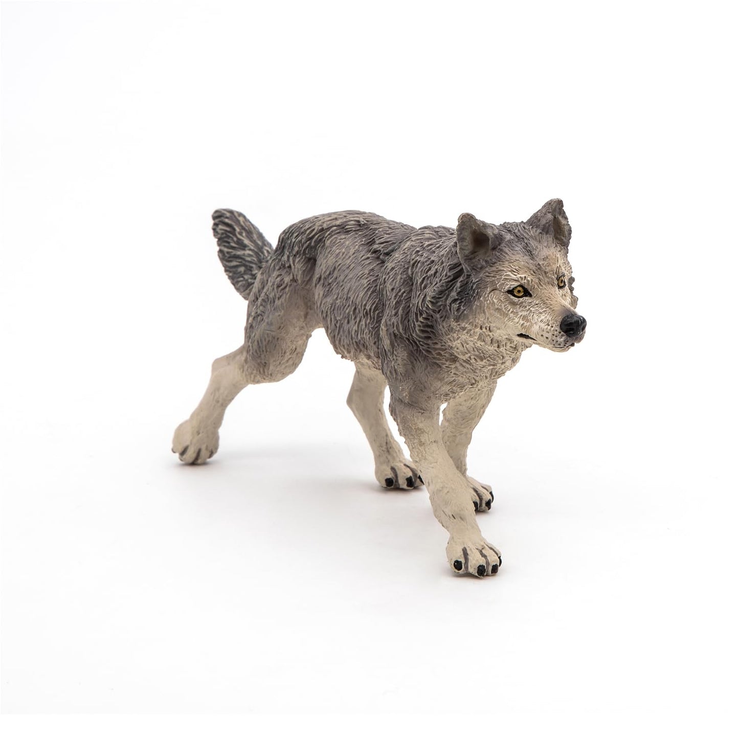 Papo Wild Animal Kingdom Grey Wolf Figurine, Hand-Painted, 6cm, Plastic, Multicolor, Model 53012, Collectible for Ages 3+