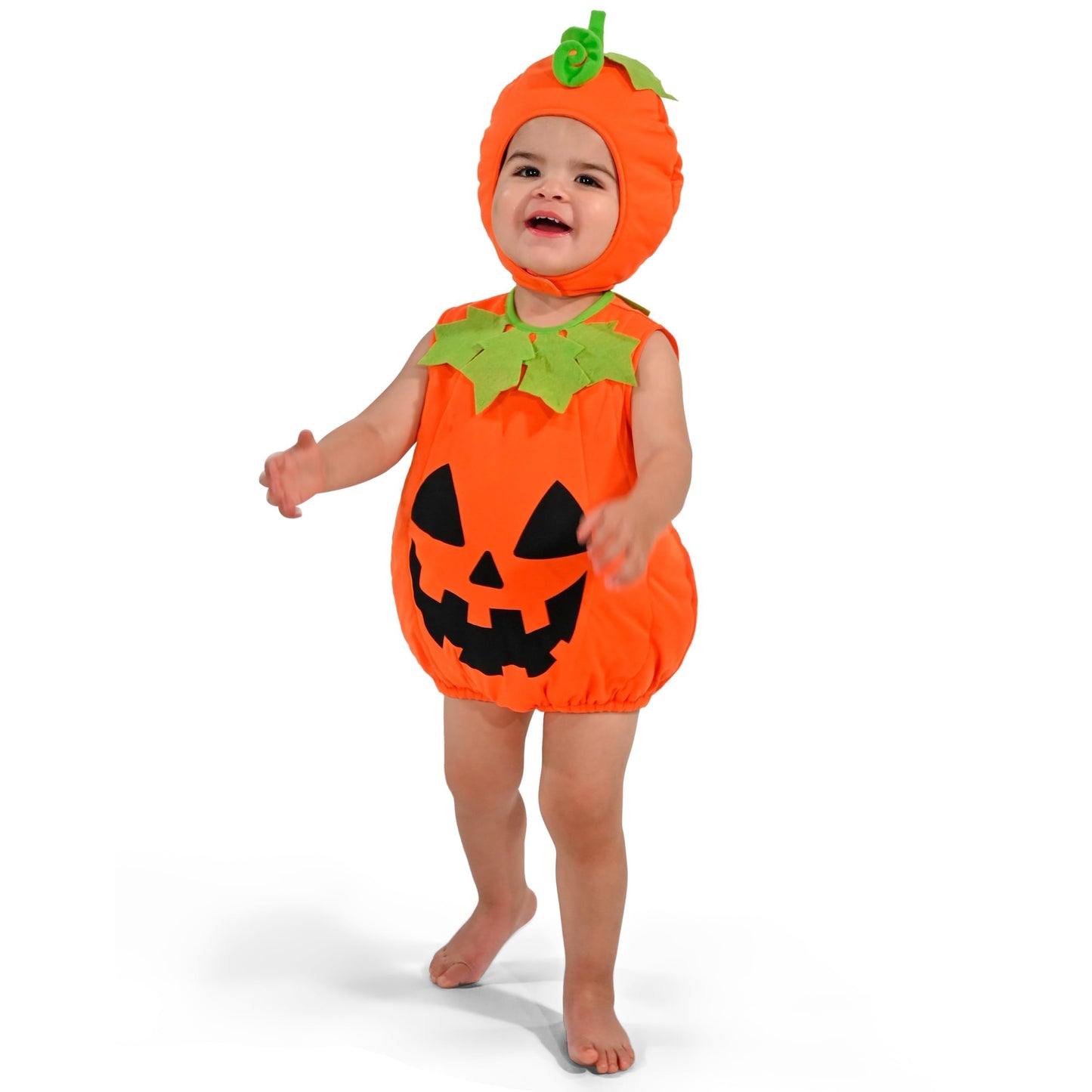 Spooktacular Creations Halloween Baby Pumpkin Costume, Cute Pumpkin Outfit With Hood For Toddler, Infants, Orange Sleeveless Halloween Costume For Dress Up Parties