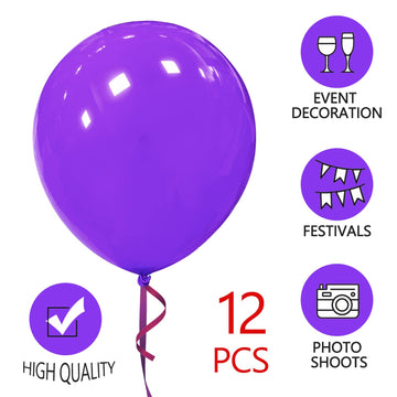 Purple Balloons 18 Inch 12 Pack Large Latex Party Balloons Round Helium Balloon For Birthday Party Baby Shower Wedding Engagemen