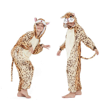 Acogna Cat Onesie Kids Animal Girls Costume Pajama Holiday Halloween Christmas Fleece Sleepwear Cosplay Suit, 140