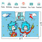 Blue Stripes Backdrop Party Supplies Birthday Theme Photo Background Cat in The Hat Banner for Birthday Party Caketable Decorati