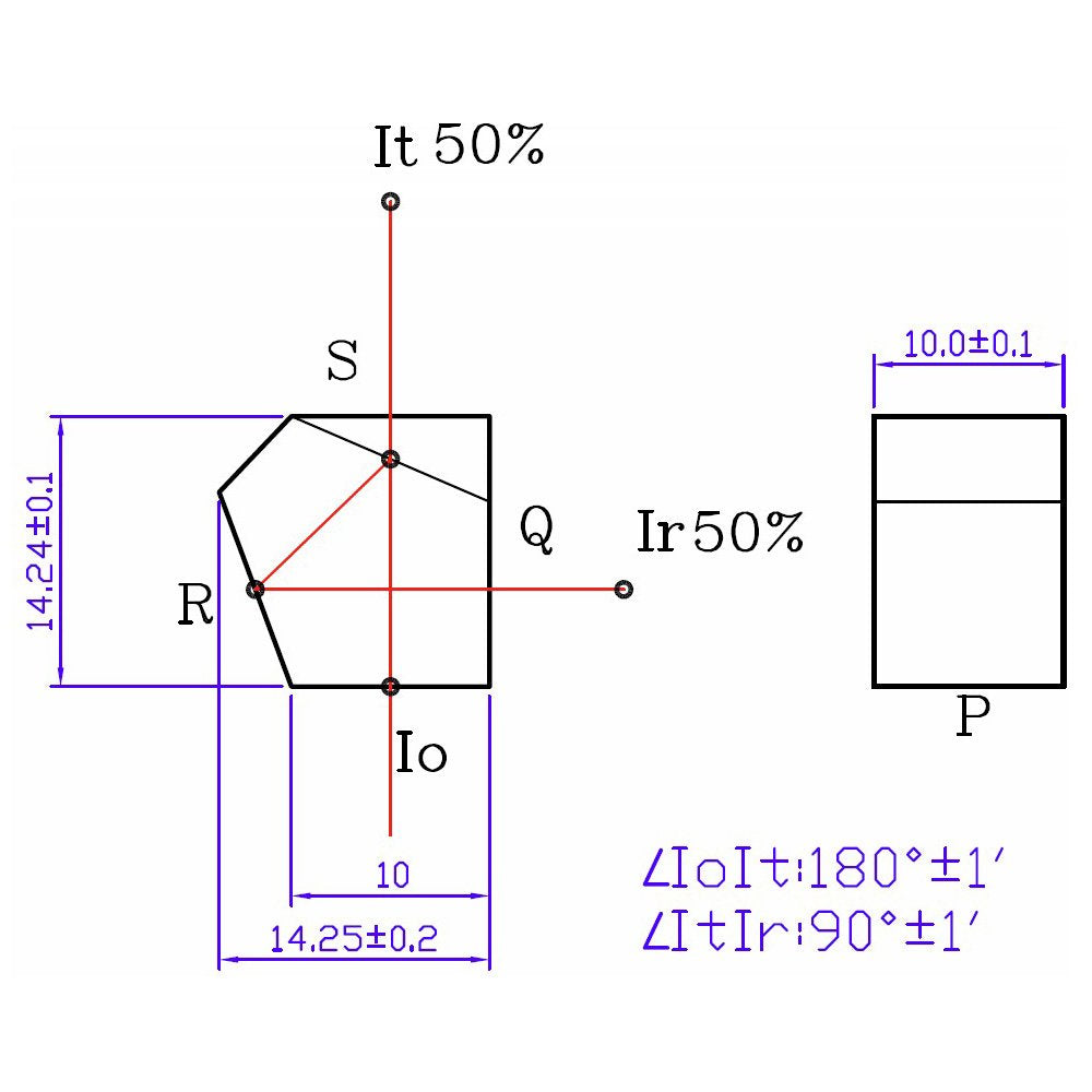 Quarton Pl1460 Prism Lens - Beam Splitter Penta Prism (1'), 1 Pcs