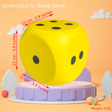 Giant 5.9 Inches Kawaii Foam Dice: A Fun-Filled, Educational Toy for Game Nights and Learning Sessions (Lucky Yellow)