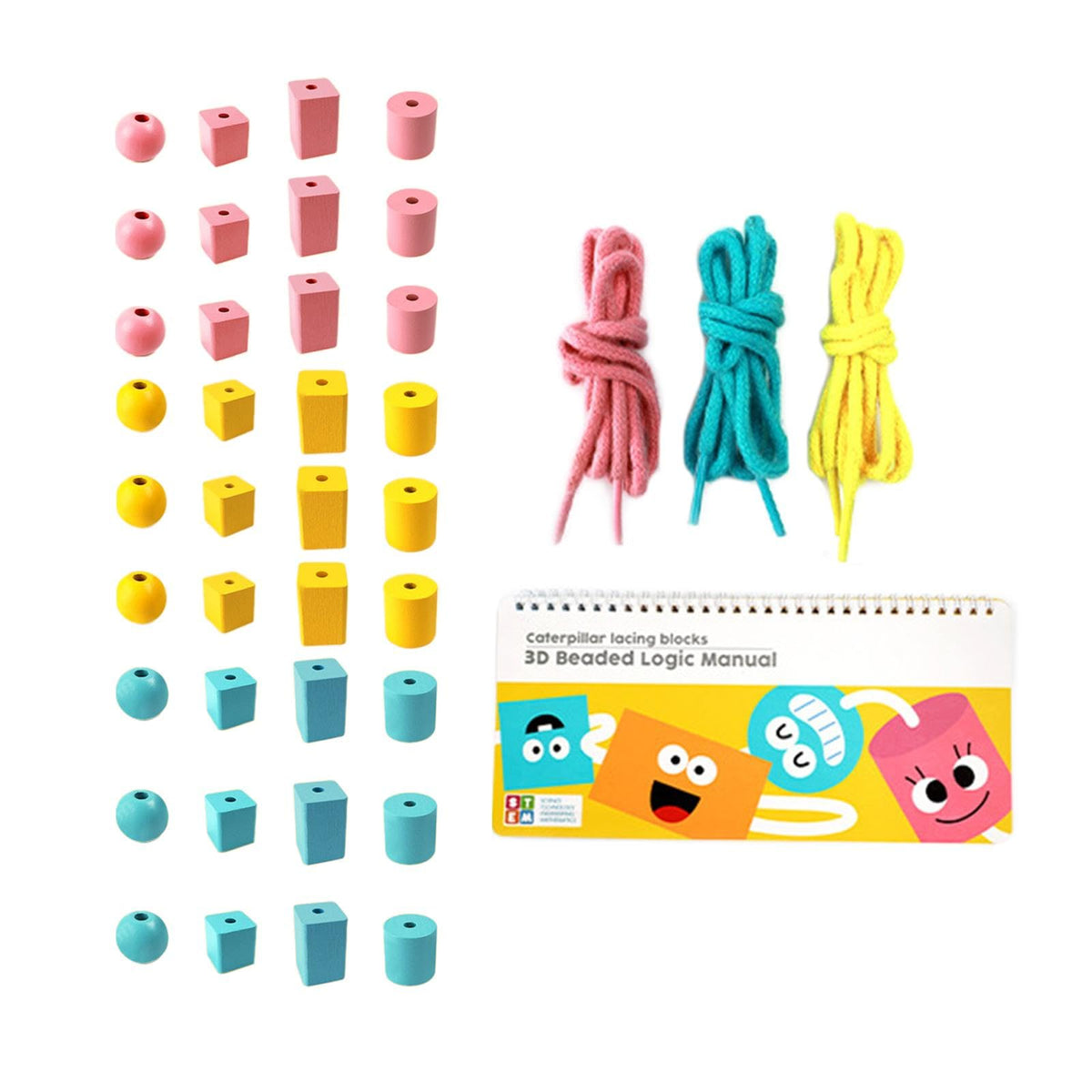 CALANDIS Wooden Lacing Beads Threading Toys for 3 4 5 6 7 8 Years Old Boys Girls | Wooden & Handcrafted Toys | Preschool Toys & 