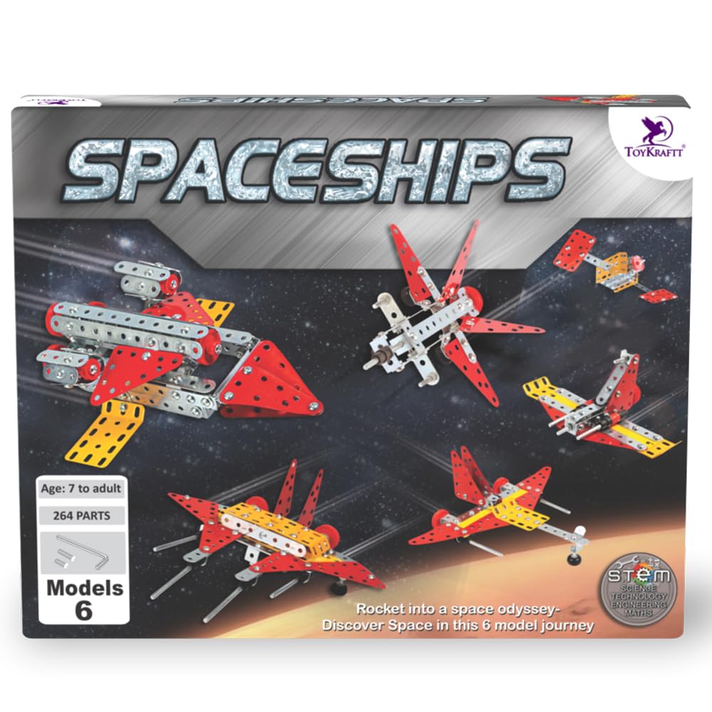 Toykraftt MTek 6 In 1 Spaceship Metal Construction Set For Kids 8 To 14 Years Rocket Toys Building Blocks Stem Educational Scie