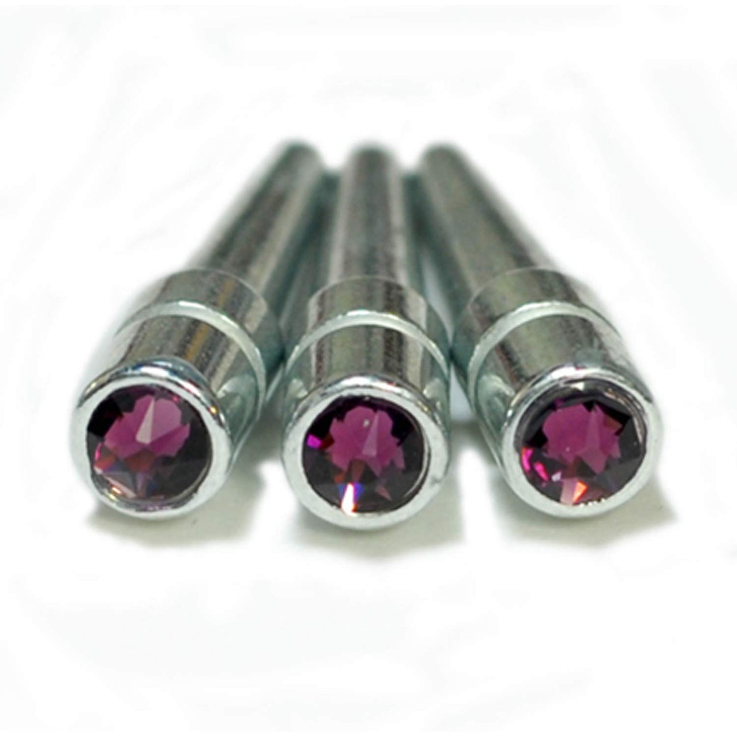 We Games Chrome Cribbage Pegs With Austrian Crystals - Set Of 3 - Amethyst Purple