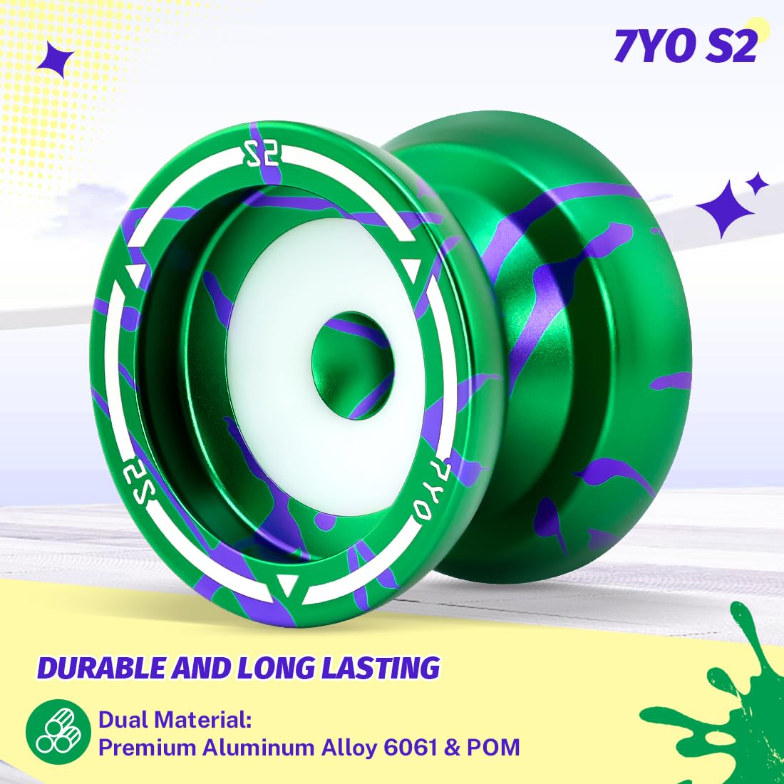 7Yo S2 Professional Responsive Yoyo For Beginner /Unresponsive Yoyo Finger Spin Trick Yo Yo For Advanced With 12 Yo-Yo Strings +