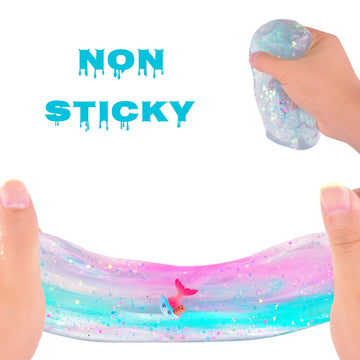 Mermaid Clear Slime, Non Sticky,Stress Relief,Scented And Stretchy Clay Sludge Toy,Birthday Gifts For Kids 4-12,Diy Slime Party