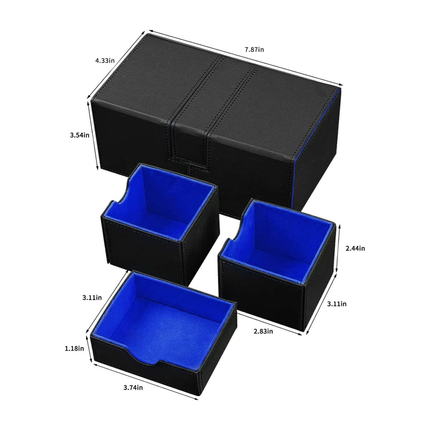 Scimi X-Large Commander Premium Double Deck Box For 200+ Sleeved Cards Protwin Flipdeckcase With 3 Tray Fits Mtg/Tcg/Ccg/Yugioh(Black/Blue)