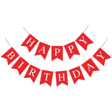 Waenerec Red Happy Birthday Banner Sign Happy Birthday Bunting Banner Garland For Kids Girl Woman Birthday Tea Party Decorations Bunting Flag Birthday Party Supplies