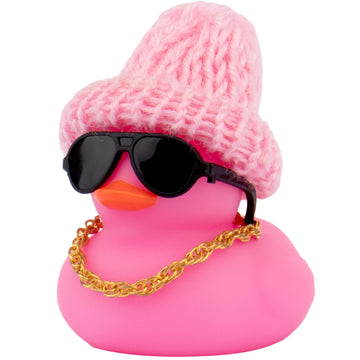 Wonuu Car Dashboard Colorful Rubber Ducks, Christmas Eve Decorations Rubber Ducky For Car Ornament Cute Duck With Knit Hat, Glas