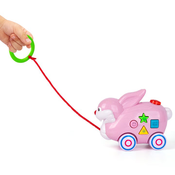 Artcreativity Bunny Pull Toy – Interactive Pull Music Toy For Toddlers With Lights, Easter Music For Kids, And 4 Animal Sounds – Fun Learning Toy With Shapes & Colors For Boys & Girls