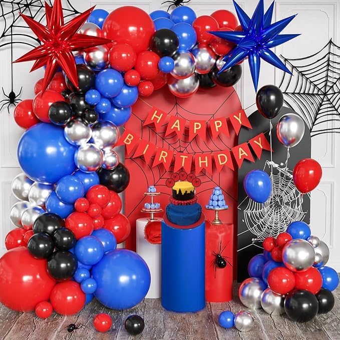 PartyToko Theme Birthday Party Supplies Party Decorations Including Birthday Banner, Balloons, arch, glue ,Cake Toppers for supe
