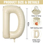 Letter Balloons Beige,40 Inch Letter D Balloons,A-Z Alphabet Name Foil Balloons,Big Single Cream Aluminum D Word Balloons Helium
