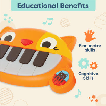 B. Toys- B. Baby- Mini Meowsic- Mini Toy Keyboard – Baby Piano – Songs, Sounds & Lights – Sensory Baby Toys – 6 Months +