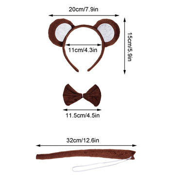 Jmkcoz Monkey Costume Tutu Set  Animal Fancy Dress Costume Kit  Monkey Ear Headband Bowtie Tail Bow Tie for Halloween Cosplay Party Decoration