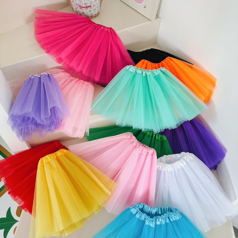 Bgfks Tutu Skirt For Girls,5 Pack Princess Party Favor Dress Skirt Set With Hairclips For 2-8 Years.(Red)