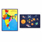 India Map And Solar System Wooden Knob Puzzle Combo For Kids, Montessori Educational Toy, Pack Of 2, Age 3+