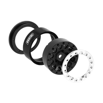 Injora 1.3'' Aluminium Beadlock Wheels For Trx4M Scx24 1/24 1/18 Rc Crawler Upgrade(Sliver Black)