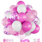Haolongfa Pink Balloons,60Pcs Pink White Balloons Magenta Confetti White Balloon For Girls Theme Birthday Baby Shower Bridal Sho
