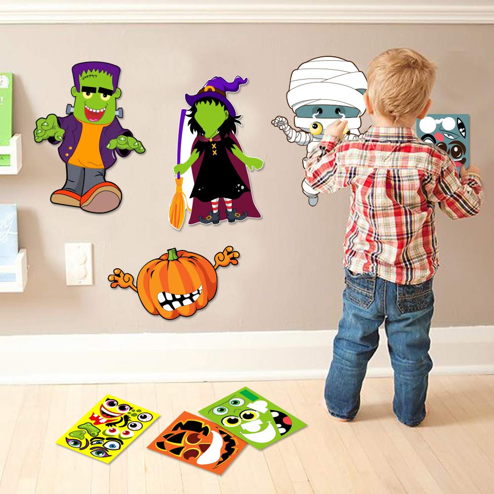 Make Your Own Jack-O-Lantern,Mummy,Witch,Monster Hunt Craft Stickers Kids Halloween Decorations 16Pcs