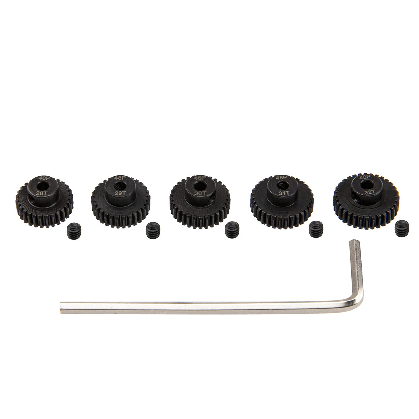 5Pack ShareGoo Steel 48P 3.175mm Pinion Gear Sets 28T 29T 30T 31T 32T fit 3.175mm (1/8-Inch) Shaft Compatible with Arrma HPI Kyo