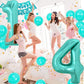 Toniful 40 Inch Large Teal Blue Number 24 Balloons Giant Digital 24 Or 42 Helium Balloons, Foil Mylar Big Number Balloons For 24
