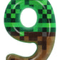 9th Pixel Miner Birthday Candles, Pixels Cake Topper for Boys Girls, TNT Themed Birthday Decorations Party Supplies (Number 9)