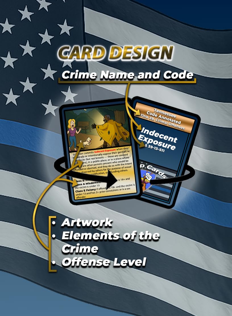 Cop Cards Premium Flashcards for Law Enforcement - Tennessee Academy Prep Edition - Multi Color - Cardboard Material