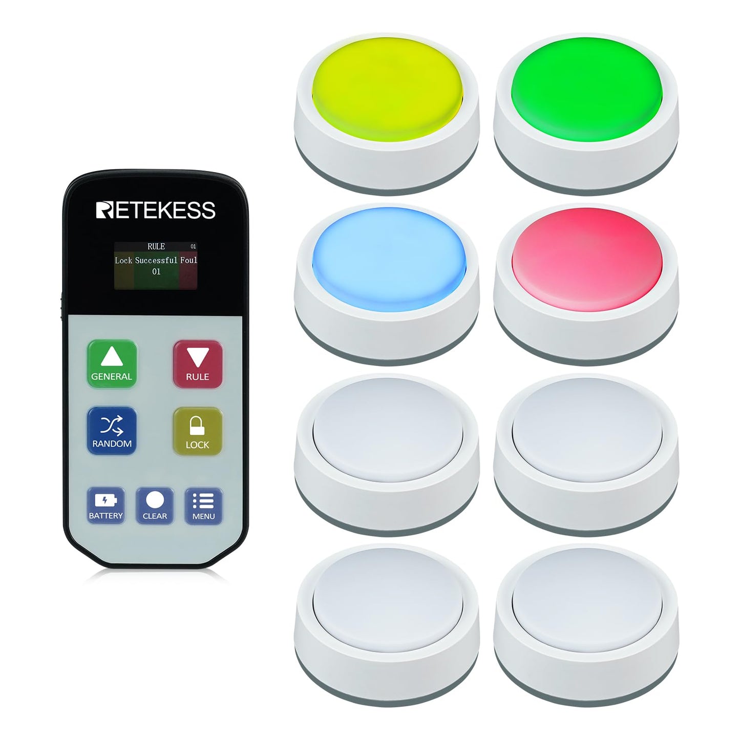 Retekess Tm102 Buzzers For Trivia Games, Answer Buzzers With Light, Easy To Uses, Rechargeable Buzzers, Wireless Buzzer System For Game Show, Back To School