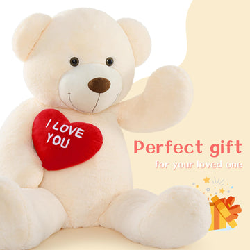 Tezituor Giant Teddy Bear Stuffed Animals 5 Feet - “I Love You”Red Heart Human Size Teddy Bear For Girlfriend,Boyfriend,Wife,Lover-Birthday, Anniversary, Valentines, Or Long Distance