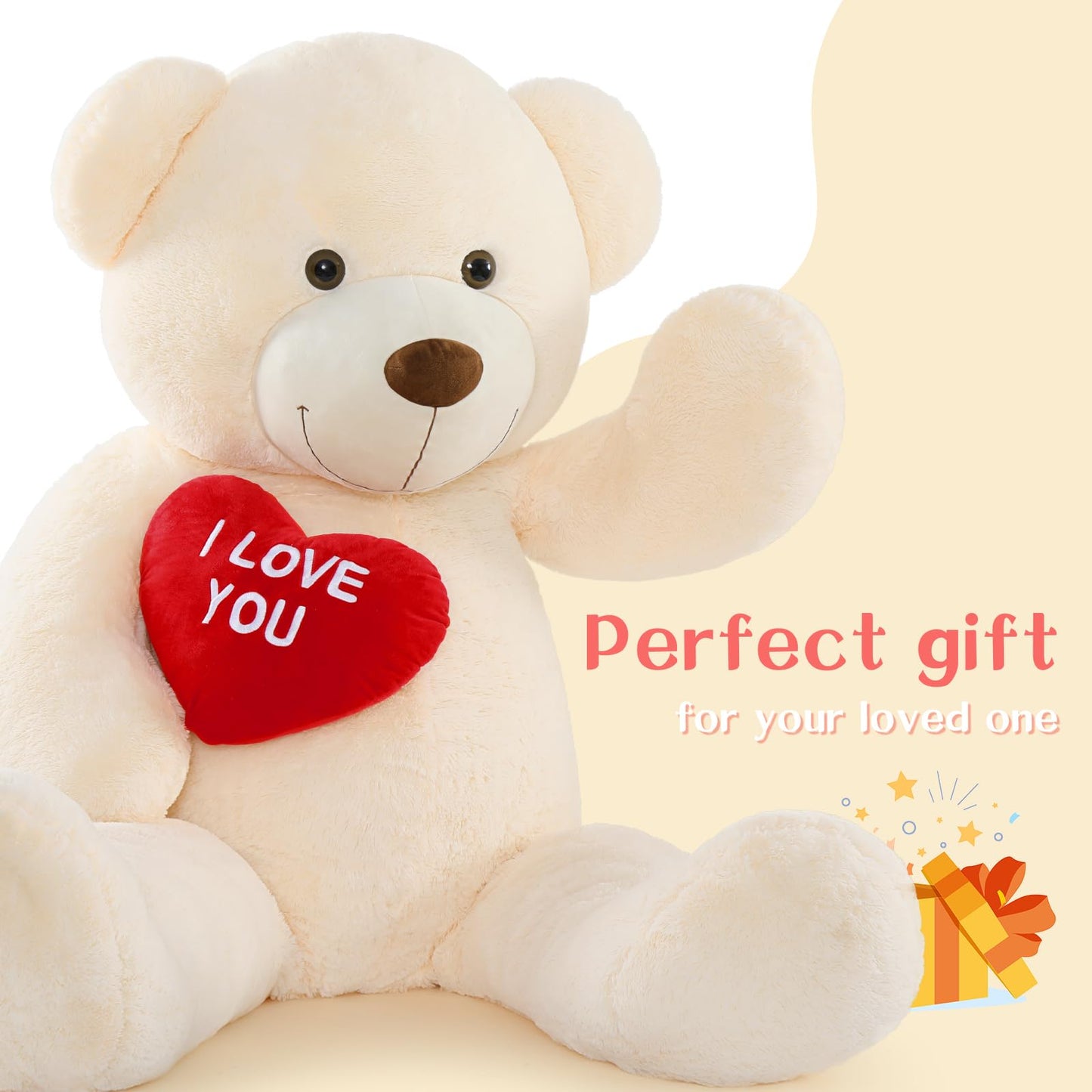 Beniny 5Ft Giant Teddy Bear Stuffed Animal - Big Teddy Bear With Heart - Large I Love You Teddy Bear Plush Toys For Kid - Christ
