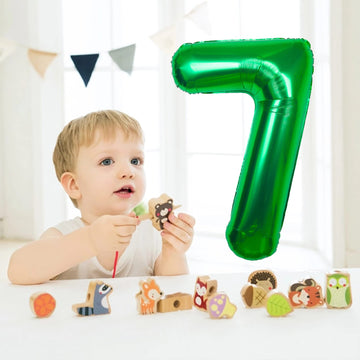 40 Inch Giant Green Number 7 Balloon, Helium Mylar Foil Number Balloons For Birthday Party, 7Th Birthday Decorations For Kids, A