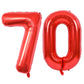 Toniful 40 Inch Large Red Number 70 Balloons Giant Digital 70 Helium Balloons, Foil Mylar Big Number Balloons For 70Th Birthday