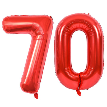 Toniful 40 Inch Large Red Number 70 Balloons Giant Digital 70 Helium Balloons, Foil Mylar Big Number Balloons For 70Th Birthday