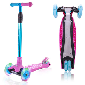 3 Wheel Scooter For Kids Ages 6-12,Kids Scooter With Light Up Wheels, Sturdy Deck Design, And 4 Height Adjustable Suitable For Kids Ages 3-12