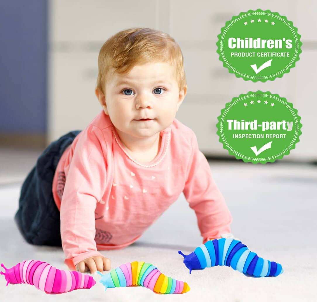 Kabvry Fidget Toys Slug ,Sensory Slug Fidget Toy For Kids ,Toddler Sensory Toys,Stress Relief Toy,Adhd Autism Toys,Preschool Boy Girl Gifts Idea,Easter Basket Stuffers Gift For Kids(6Pcs)