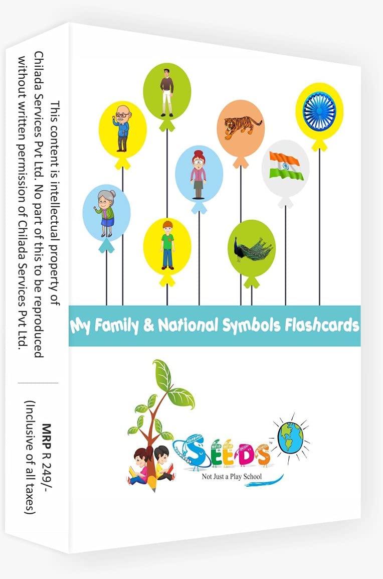 Playwayshop | My Family & National Symbols Flash Cards For Kids | Action Learning Cards | 30 Laminated & Reusable Cards | Childh