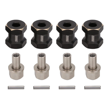 INJORA RC Hex Hub 12mm Brass Wheels Hex Hub Extension Black Hex Drive Adapter for 1/10 RC Crawler Axial SCX10 90046 D90 (15mm)