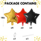 Red Black Foil Star Balloons, 18 Inches Star Foil Balloons For Helium, Pack Of 10 Red Black Gold Helium Birthday Balloons, Party