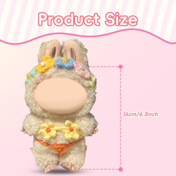 17cm Doll Clothes Labubu Clothes for 6.7inch(17cm) Dolls enhanced Doll Outfit with Hat and Accessories(Clothes Only) (Yellow)