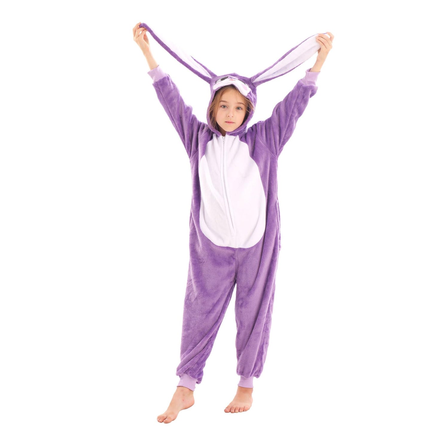 TYONMUJO Animal Onesie Costume for Kids Halloween Costumes for Girls Boys Cosplay Outfit Rabbit Bunny Purple 110