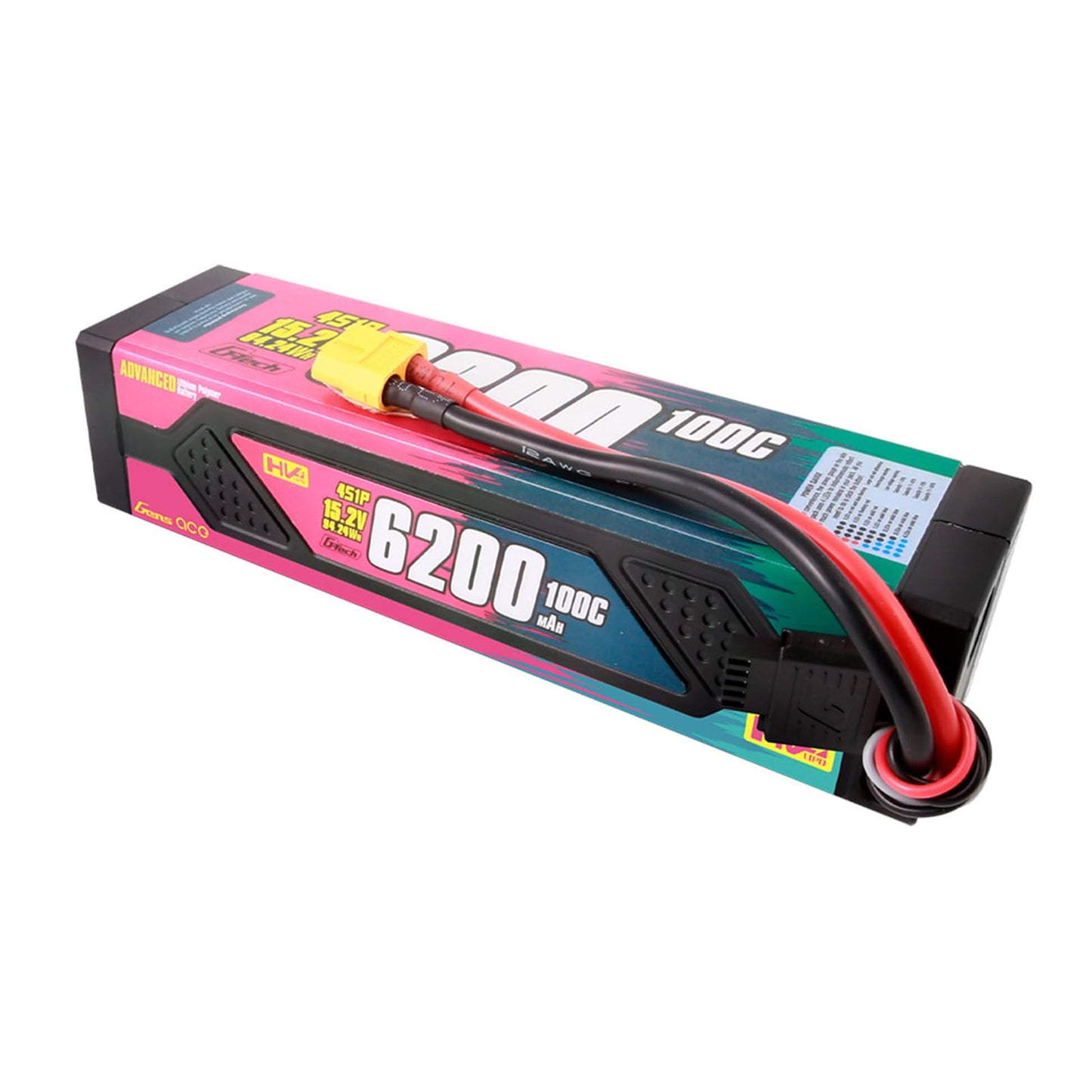 Gens Ace G-Tech High Voltage 15.2V 6200Mah 100C 4S Lipo Battery Hardcasewith Xt60 Plug
