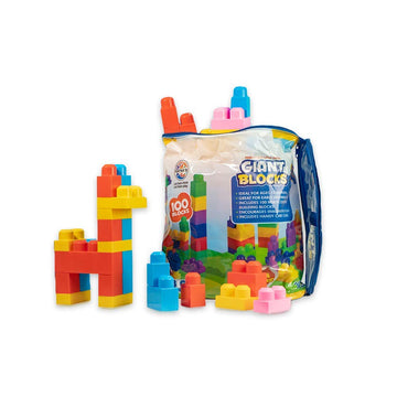 RATNAS Giant Blocks Big Building Bag with Big Building Blocks, Building Toys for Toddlers (100 Pieces)  Blue Bag