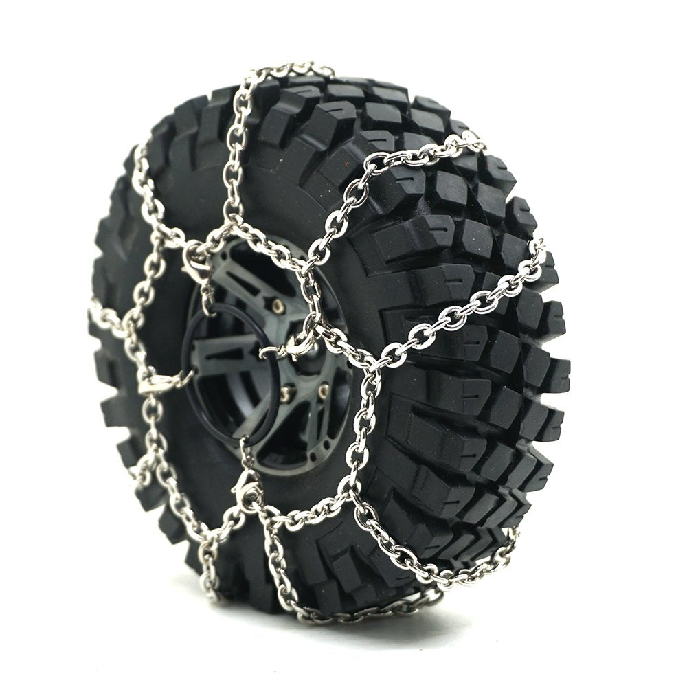 Rclions 4Pcs Steel Rc Snow Chains Anti-Skid For 1.9Inches 114Mm Wheel Tyre Trx4,Scx10,Scx10-Ii 1/10 Crawler Truck Car