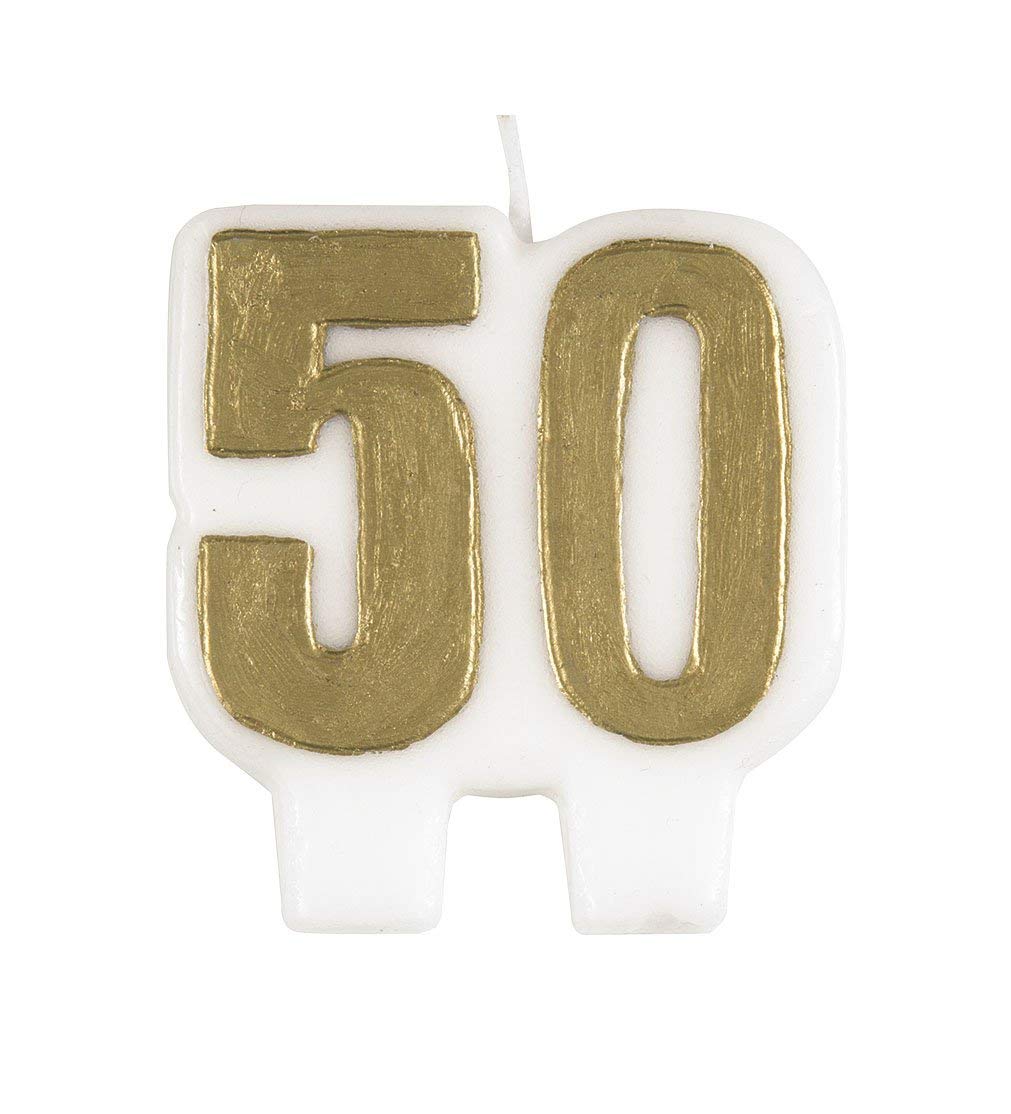 Unique Party Supply, 2 x 2, Gold 50th Birthday