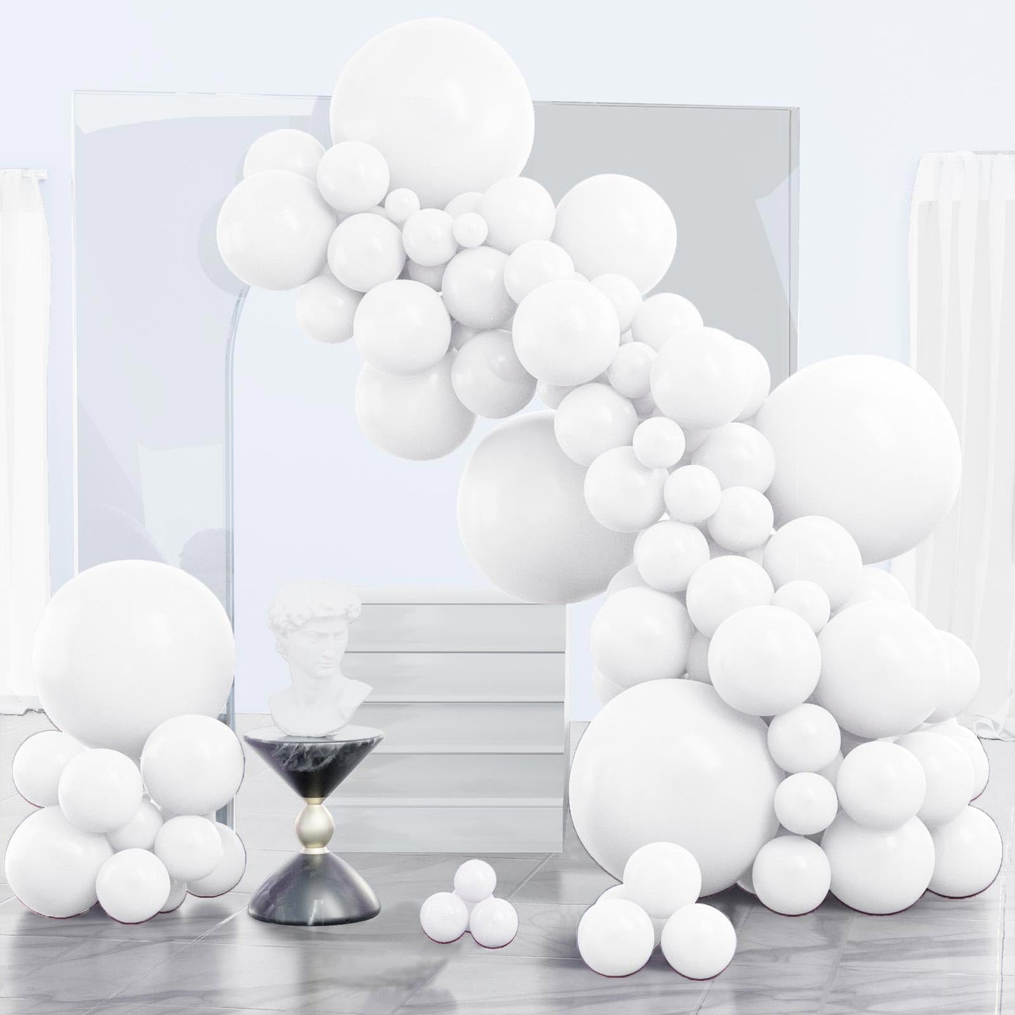 Partywoo White Balloons, 120 Pcs Matte White Balloons Different Sizes Pack Of 18 Inch 12 Inch 10 Inch 5 Inch For White Balloon Garland Or Arch As Birthday Decorations, Party Decorations, White-Y13
