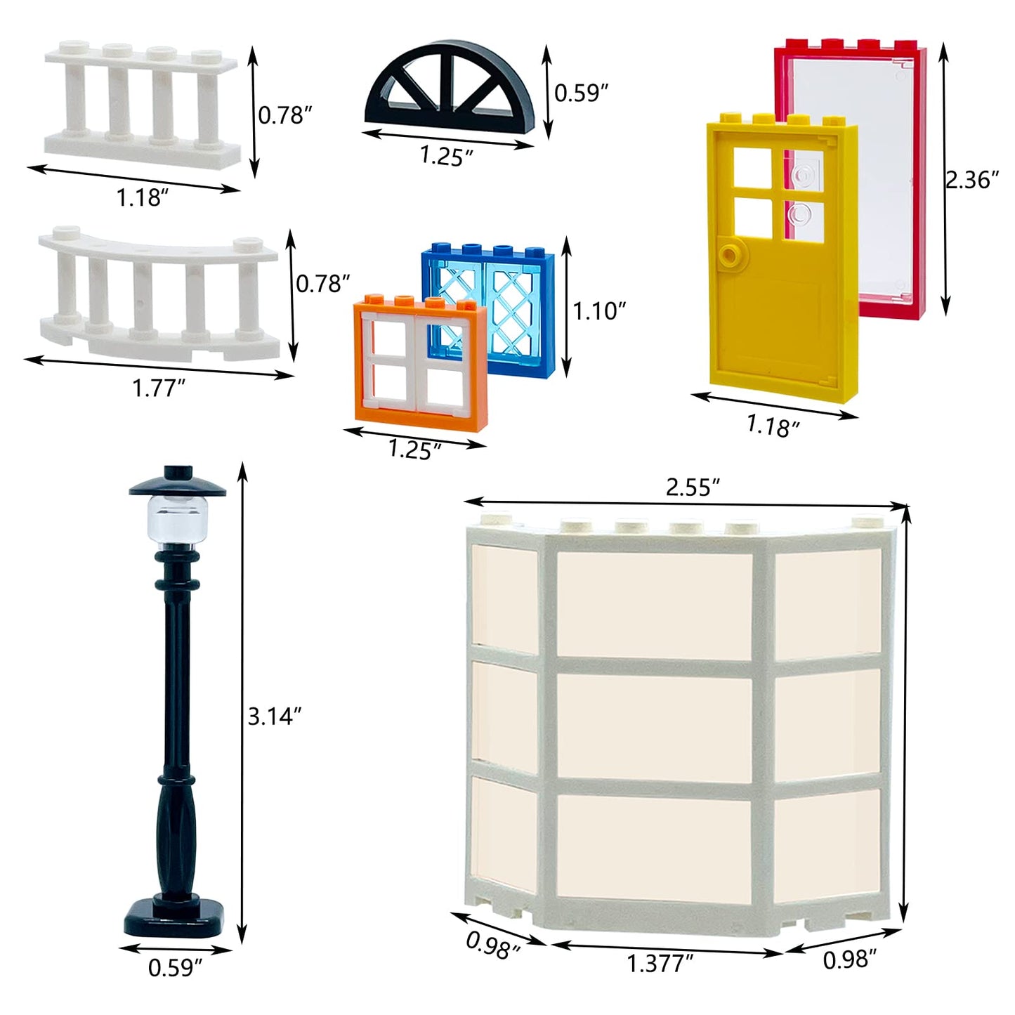 Saiburaz 90 Piece Windows,Doors, Fences Building Block Parts Toy Gift For Kids Boys Girls Age 6+ Kit Fit With Major Brands Children Gifts