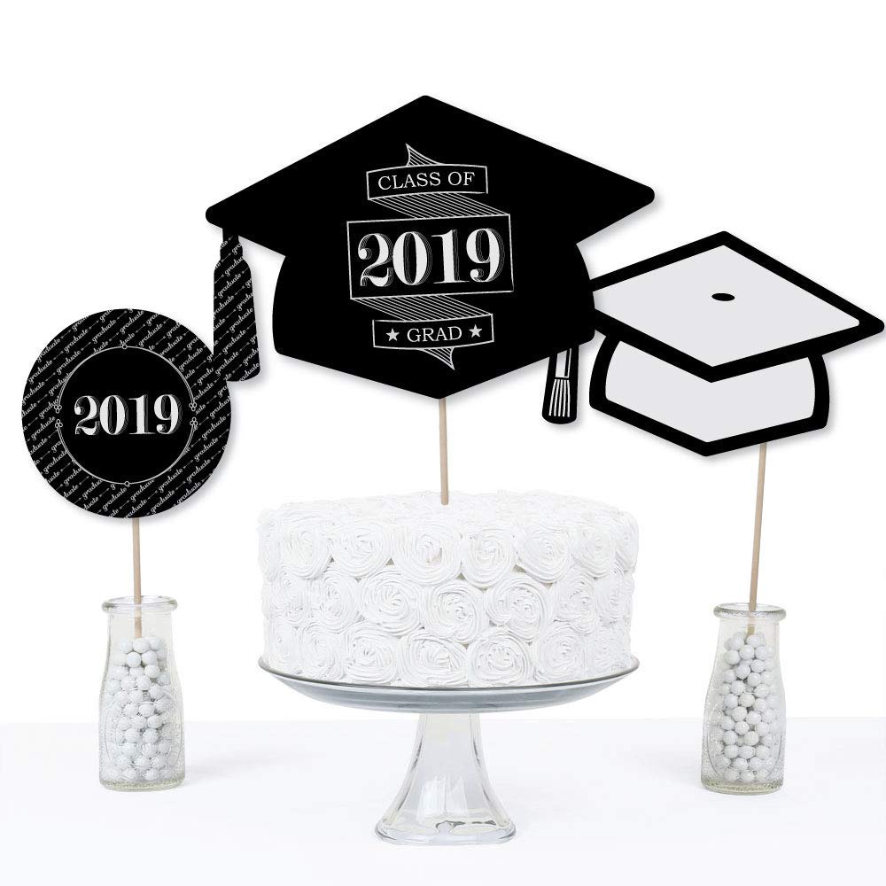 Big Dot Of Happiness Graduation Cheers - 2025 Graduation Party Centerpiece Sticks - Table Toppers - Set Of 15